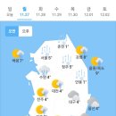 오늘의 날씨 🌞☔️☃️. 2023년 11월 27일 월요일 이미지