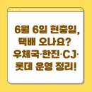 2025년 6월 6일 현충일 택배 오나요? 우체국·한진·CJ·롯데 운영 정리!