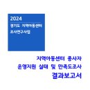 2024년 지역아동센터 종사자 운영지원실태 및 만족도조사 결과보고서 이미지