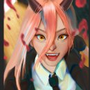 인물 그리기(드로잉) | 체인소맨 파워 글레이징 채색 수분화 그리기 과정 디지털 드로잉 그림 후기