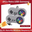 USB 게임 패드 레트로 게임 조이스틱 유선 컨트롤러 2 개, 리눅스 SNES 게임 PC NESPi RetroPie Windows 라즈 이미지