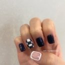 슈니네일 | [슈니의 네일] 가을맞이 네이비 체커보드 네일 자랑🖤