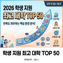 부경종합개발 | 대학생활 만족도를 결정합니다… 2026 대한민국 학생 지원 좋은 대학 TOP 50