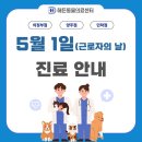 양주24시해든동물의료센터 | [공지] [24시 해든동물의료센터] 5월 1일 근로자의 날 진료 안내
