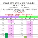 2024년 8월 26일 월요일 근무배치표(홍천군민의 날) 이미지