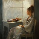 &#34;편지 쓰는 여인 (Woman Writing a Letter)&#34; 그림 이미지