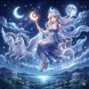 헬리오스와셀레네 | 🌙 셀레네(Selene) : 은빛 마차를 몰아 밤의 고요를 다스리는 찬란한 달의 여신