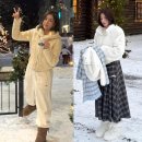 P-5J02 | 권은비 사복패션 핀란드 여행룩 총정리(목도리, 체크 스커트, 니트 가디건, 무스탕)