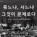 사느냐, 죽느냐, 그것이 문제로다 (정동희) 원래 셰익스피어 원문은 ‘To be, or not to be’이나, 제가 겪는 현실은 “ 이미지