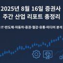 대덕전자(주) | 2025년 8월 16일 증권사 주간 산업 리포트 총정리 | IT·반도체·자동차·증권·철강·유통·미디어 분석