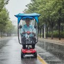 우산 경로당 | 어르신전동차 4륜 스쿠터 24V 비가림막 탈부착 방수 커버 레인 가리개 미니 지붕 차양 차고 천막 블루