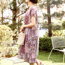 넝11)레드스카프프린트플리츠인견 이미지