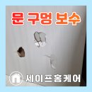 여러군데 구멍난 안방 문 외형보수 복원