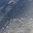상공에서 내려다 본 눈으로 뒤덮인 미국 시카고 이미지