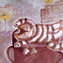 나무 밑 고양이 이미지