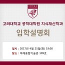 고려대학교 지식재산학과 석사과정 모집(2017년 후기, 5월4일까지, 입시설명회-＞ 4월25일 저녁 7시) 이미지