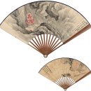 중국 서화 부채 서예 경매 곽란상(1885~1938), 승타（, ?~1944년 후)는 정보(丁扇)의 산수화(山水郭)이다 이미지