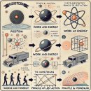 &#34;입자의 위치에서, 운동으로, 그리고 일과 에너지, 충격량과 운동량으로 이어지는 스토리&#34; 이제 마무리 짓기 이미지