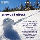 English Idiom: A Snowball Effect 영어 관용구: 눈덩이 효과 이미지