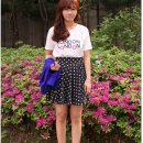 [G마켓,갠쇼]반팔티두개+하이웨스트핫팬츠+꽃무늬치마바지+하얀색여름구두+플레어진청치마+도트플레어치마=여름옷구입 이미지