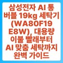e-세탁 | 삼성전자 AI 통버블 19kg 세탁기(WA80F19E8W), 대용량 이불 빨래부터 AI 맞춤 세탁까지 완벽 가이드