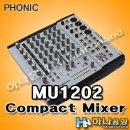 중고) PHONIC MU1202 PA 소형 믹서,고품질의 음향,4개 마이크/라인 입력 채널,3밴드 EQ,EFX출력,판매 매입 전문회사 하나음향 이미지