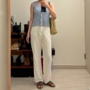 베스트 텍 | 내가 입고싶은 여름 데일리룩, 슬리브리스 베스트, 화이트 코튼 팬츠 코디, 베이직 아이템 여름 일상룩