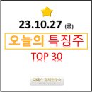 오늘의 특징주 TOP 30종목 / 상한가 종목 [23/10/27 디에스경제연구소]