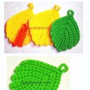 <색색 나뭇잎 뜨기>아크릴 수세미 도안 이미지