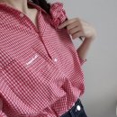 [Review] 스크런치 SET 빈티지 무드 슬로우앤드(SLOWAND) 프레즐 레터링 체크셔츠 후기
