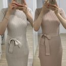 시에 SIE 에이프런 랩 니트 드레스 소이 베이지, 페일 핑크 후기