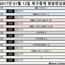 2017년 1월 13일 (금요일) 축구중계 방송편성표 이미지