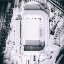눈덮힌 몬트리올 saputo stadium. 이미지