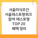 글라스TOP | 서울미식주간 서울레스토랑위크 참여 레스토랑 TOP 20 혜택 정리
