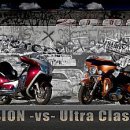 Motorcycle USA에 실린 “Victory Vision” 과 “Harley Davidson Ultra Classic” 의 비교 시승기 이미지