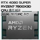 긱스타PC상대2호점 | RTX 4080 SUPER RYZEN7 7800X3D CPU 후기 비교 2026 게이밍PC 추천