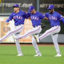 미국 MLB Texas Rangers 선수들의 경기 모습 이미지