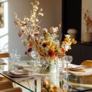 계절에 어울리는 테이블 꽃장식 이미지