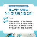 24년 도민체전 배드민턴 중등부 선수 및 감독 선발 결과 이미지