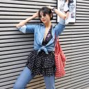 SHEIN 폴카도트 청청패션에 레트로 유니클로 선글라스 코디