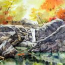 계곡수채화 이미지