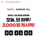 페이코 삼성페이로 3000원 이상 결제시 3000원 캐시백 이미지