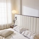 올리브안경갤러리 | 고무나무 원목과 갤럭시 패브릭의 조화, 수납·조명까지 갖춘 바이올렛 침대 프레임