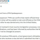[Lloyd Canfield] FIFA 대변인의 오마르 압둘카디르 아르탄 주심 입국 거부 관련 성명 이미지