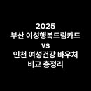 행복드림약국 | 2025 부산 여성행복드림카드 vs 인천 여성건강 바우처 비교