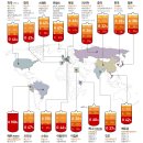세계 주요국가의 혈액형 분포도 이미지
