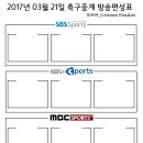 2017년 3월 21일 (화요일) 축구중계 방송편성표 이미지