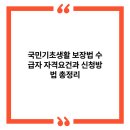 국민생활편의점 | 국민기초생활 보장법 수급자 자격요건과 신청방법 총정리