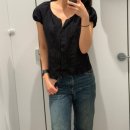 M&L디자인 | 유니클로 리넨블렌드스쿠프넥블라우스 턱롱스커트 M,L 착용 후기 사이즈 추천 비교