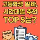 고등학생 알바 시간대별 추천 TOP 5